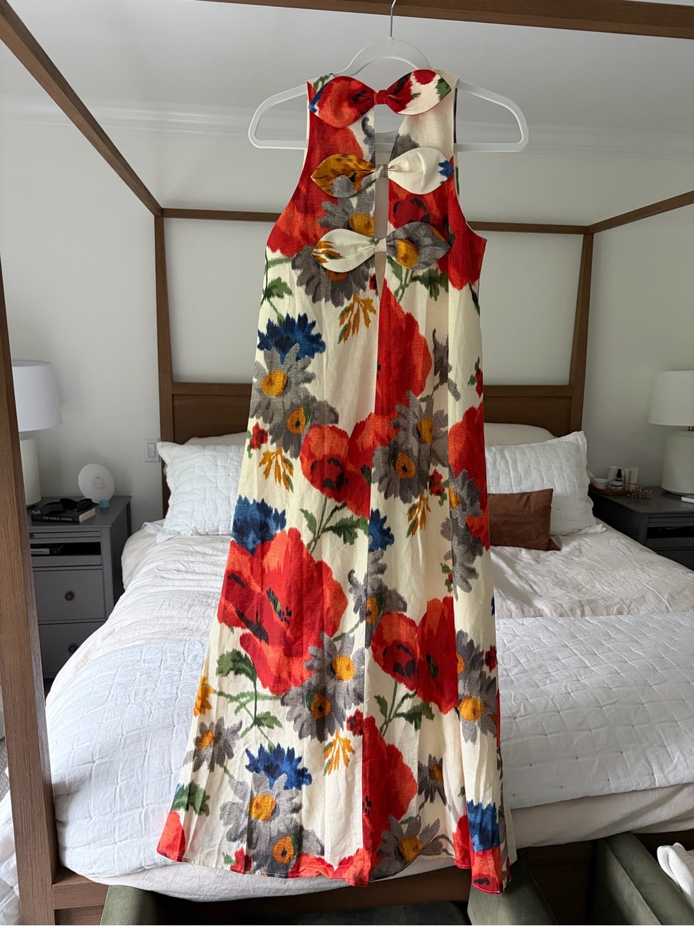 Tuckernuck Portia Linen Cotton dress in Crimson Poppy print - Picture 2 of 7